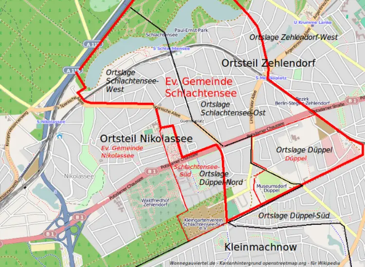 Übersichtskarte Gemeinde Schlachtensee