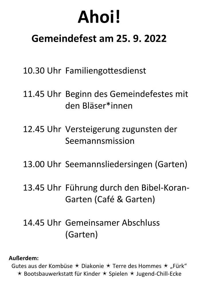 Programm Gemeindefest 2022